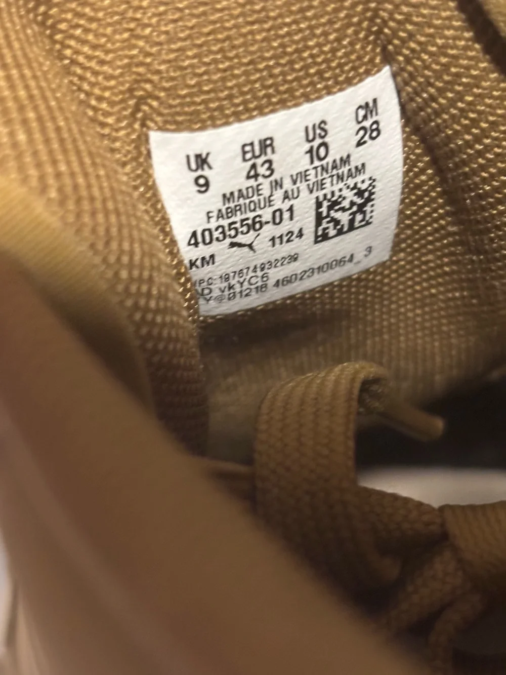 Puma Men's Low-Top Sneakers in Olive/Tan, texture gum rubber sole. Size 9.